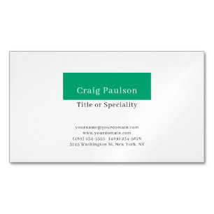 Simple Green Blue White Minimalist Modern Magnetic Business Card