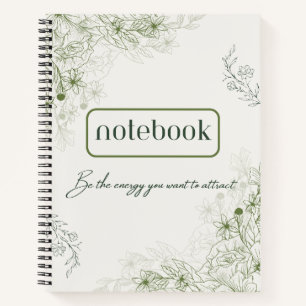 Simple green botanical notebook