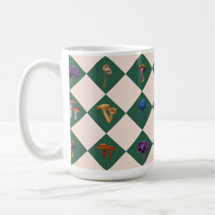Simple green check with mushrooms coffee mug