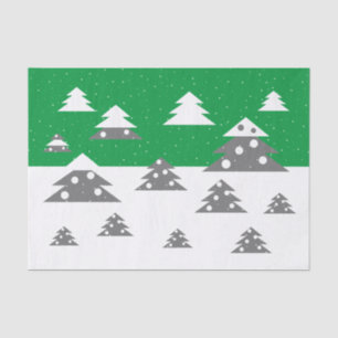 Simple Green Christmas tree Pattern Snow Holiday Tissue Paper