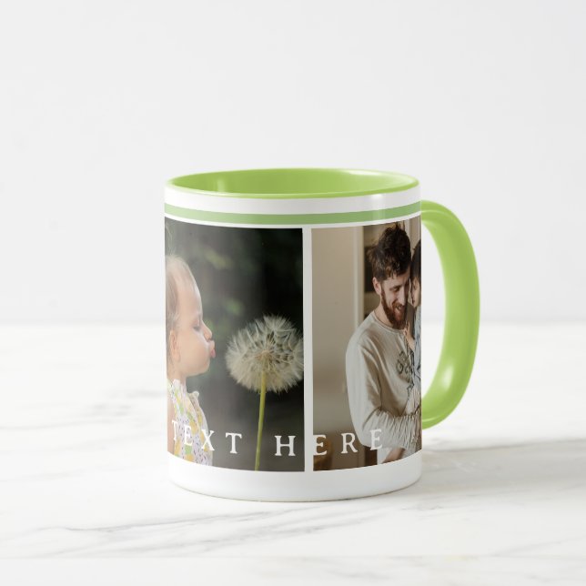 Simple green Custom  Photo Collage Mug (Front Right)