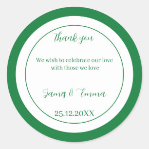 Simple Green Custom Wedding Classic Round Sticker