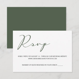 Simple Green custom wedding website  RSVP Card