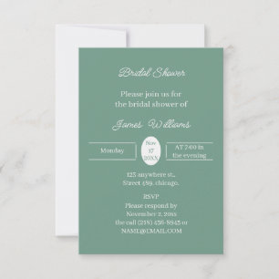 Simple Green Customized Bridal Shower Invitation