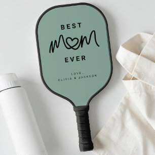 Simple Green Cute Script Cute Modern Best Mom Ever Pickleball Paddle