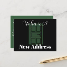 Simple Green Door New Home Address Announcement 