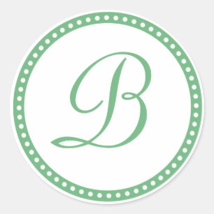 Simple Green Dot Monogram Initial Sticker