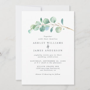 Simple Green Eucalyptus Foliage Wedding Invitation