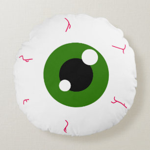Simple Green Eyeball  Round Pillow