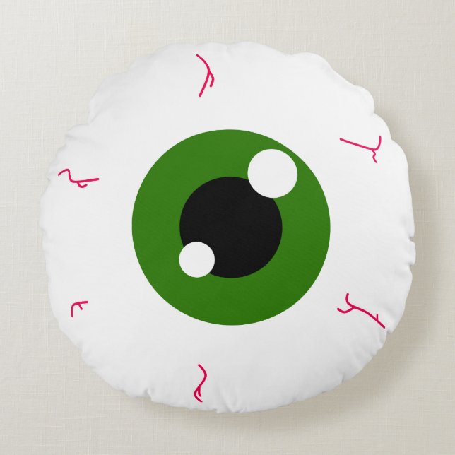 Simple Green Eyeball  Round Pillow (Front)