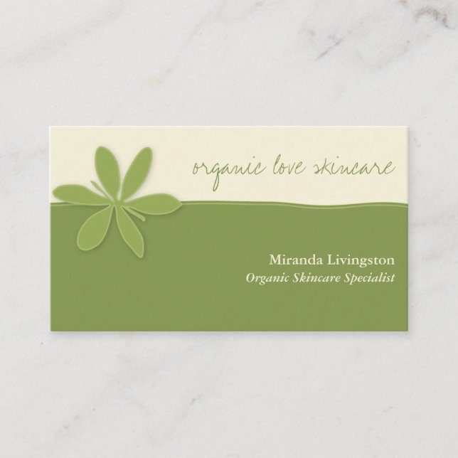 Simple Green Flower Spa Business Card (Front)