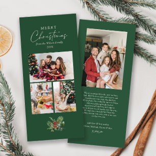 Simple Green Foliage Christmas Family Photo Holiday Card