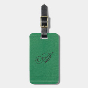 Simple Green Fox Leather Look Monogram Luggage Tag