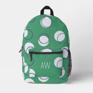 Simple Green Geometric Circles Monogram Initials Printed Backpack