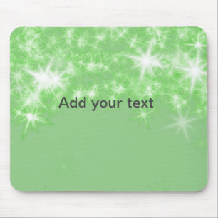 Simple green glitter sparkle stars add your text mouse pad