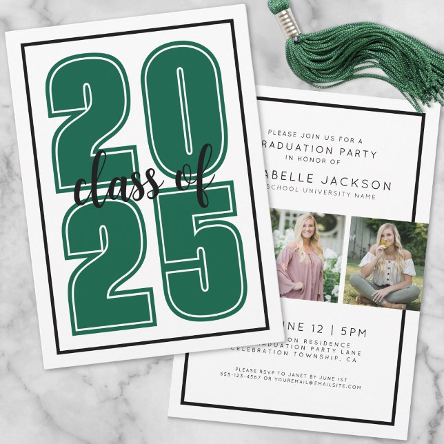 Simple Green Graduate Photo Graduation Invitation (Simple Green Graduate Photo Graduation Invitation)