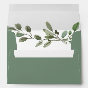 Simple Green   Handwritten Script and Foliage Envelope