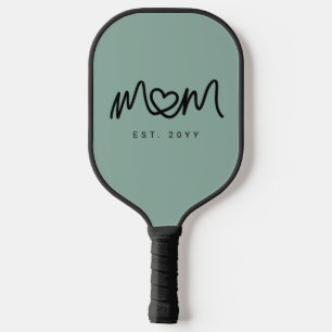 Simple Green Heart Script Mom Established Est Pickleball Paddle