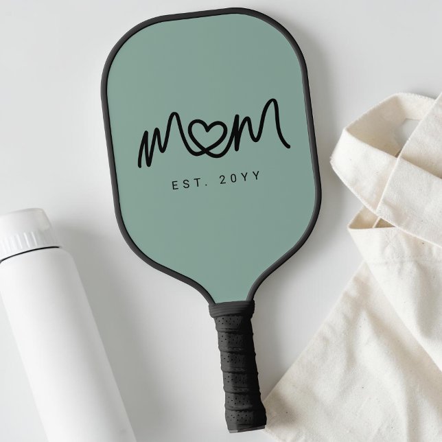 Simple Green Heart Script Mom Established Est Pickleball Paddle (Simple Green Heart Script Mom Established Est Pickleball Paddle)