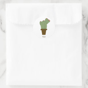 Simple Green Hello Cactus Classic Round Sticker