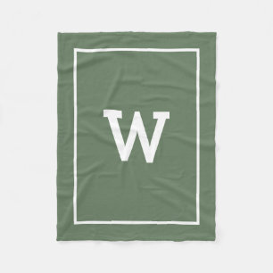 Simple Green Initial Monogram Fleece Blanket