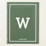 Simple Green Initial Monogram Monthly Planner<br><div class="desc">A simple design with green background colour and your custom initial monogram positioned in the centre. A beautiful minimalist design ideal for anyone. Ideal birthday gift, party decor, home decor, office stationery, Christmas present or gift for any other special occasion. Visit our shop to view our entire collection. Customize the...</div>