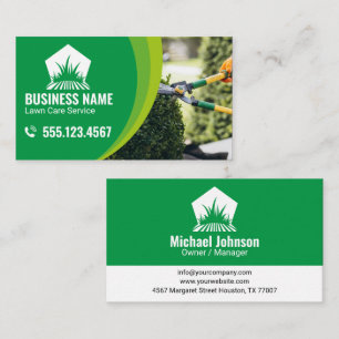 Simple Green Lawn Care Customizable Promote Garden Business Card