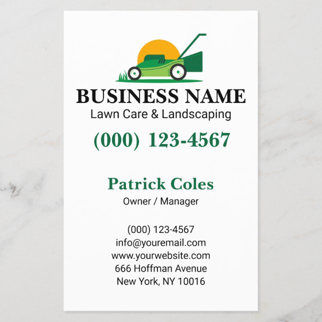 Simple Green Lawn Care & Landscaping Flyer (Front)