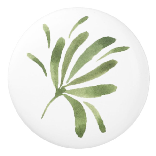 Simple Green Leaf, Nature Ceramic Knob (Front)