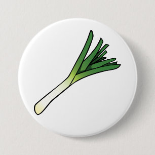 Simple Green Leek Vegetable 3 Inch Round Button