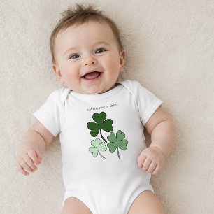 Simple Green Minimalist Shamrock Clover Baby Bodysuit