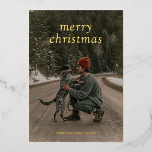 Simple Green Modern Christmas Foil Holiday Card