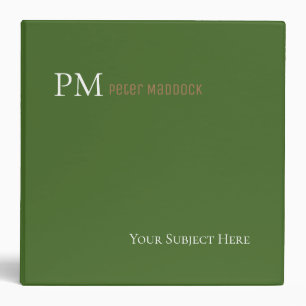 Simple Green Monogrammed Binder