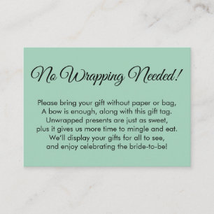 Simple Green No Wrapping Needed Bridal Shower Enclosure Card