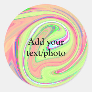 Simple green orange watercolor add your text name  classic round sticker