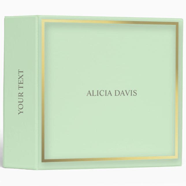 Simple Green Pastel Golden Frame Binder (Front/Spine)