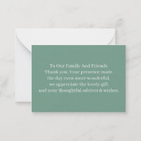 Simple Green Personalised Wedding Thank You