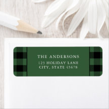 Simple Green Plaid Return Address