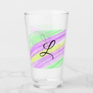 Simple green purple watercolor add your monogram n glass