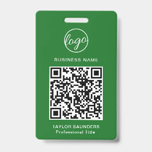 Simple Green QR Code Employee ID Badge