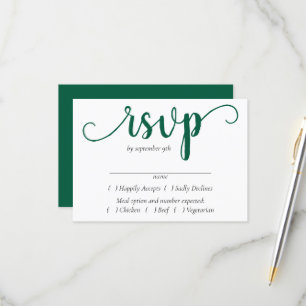 Simple Green Script Hunter Flourish Event Entree RSVP Card
