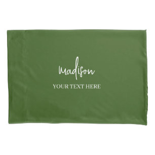 Simple green Signature With Text  Pillow Case