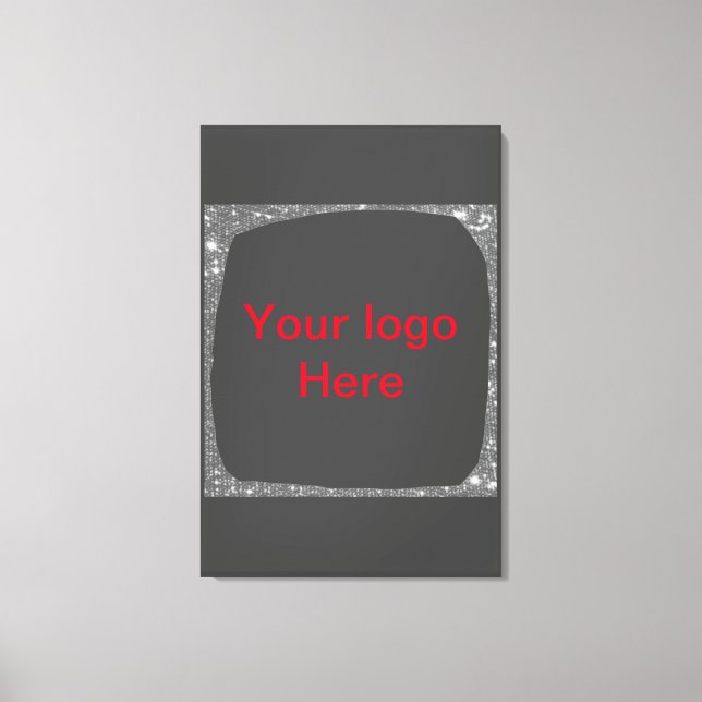 Simple green sparkle glitter add your logo number  canvas print (Front)