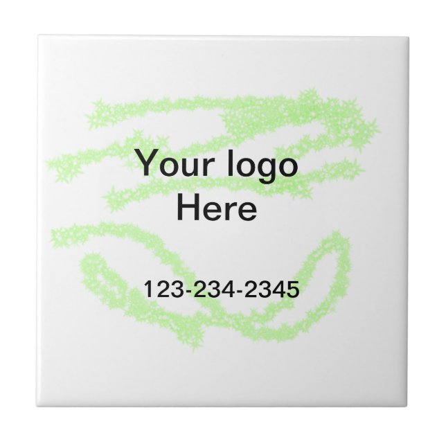 Simple green sparkle glitter add your logo number  tile (Front)