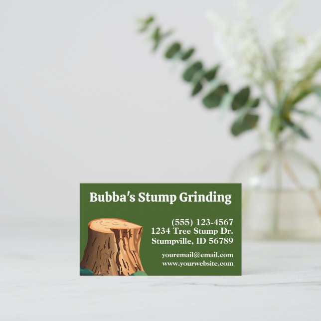 Simple Green Stump Grinding Business Card (Standing Front)