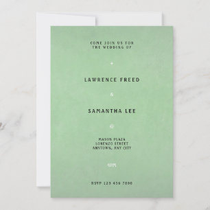 Simple Green Textured Wedding Invitation
