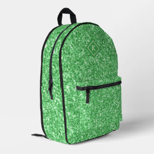 Simple green tone glitter texture print   monogram printed backpack
