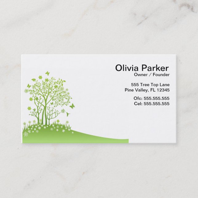 Simple Green Tree Business Card (Front)