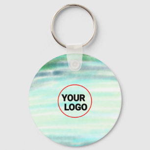 Simple green watercolor abstract add logo text min keychain