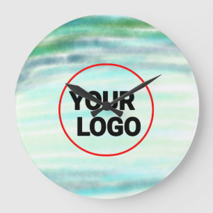 Simple green watercolor abstract add logo text min large clock